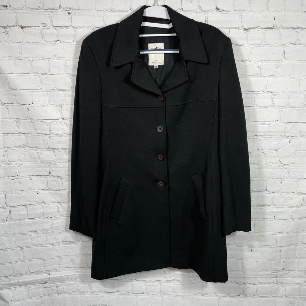 Vertigo Paris Black Trench Dress Coat Size Medium